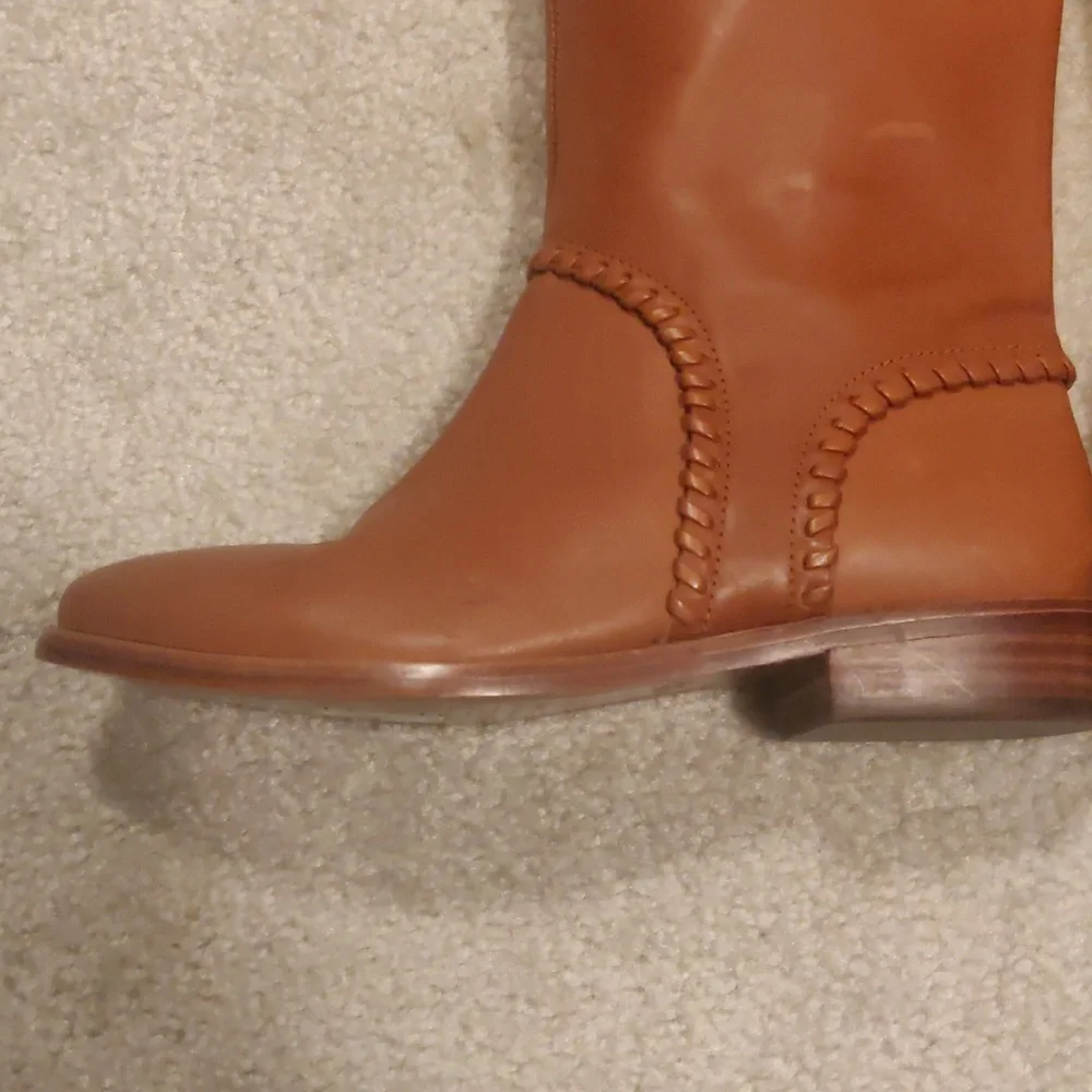New!UGG Gracen Whipstitch Brown Leather Knee High Tall Riding Boot Women Y2K